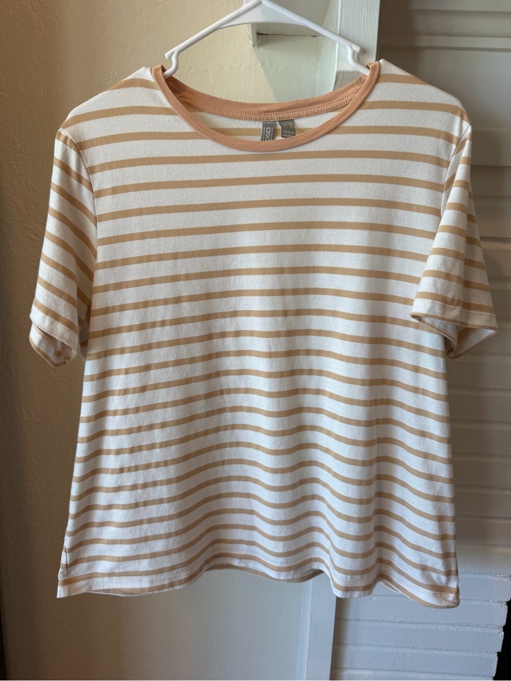 ASOS Women’s Size 14 Cream Tan Striped Short Sleeve Relaxed T-Shirt